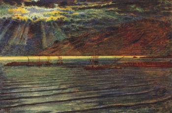 威廉 霍爾曼 亨特 Fishingboats by Moonlight